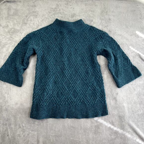 Soft Surroundings Sweater Women's M Turquoise Bell Sleeve Wool Blend Boho - Picture 5 of 10